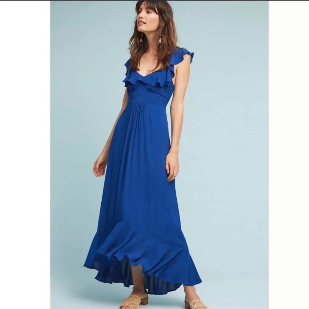 Anthropology Larke Bell Ruffeled Maxi